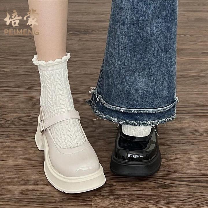 露趾厚底玛丽珍小皮鞋矮子乐夏季鞋内增高鞋子花嫁婚鞋高跟凉鞋