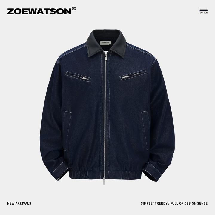 【ZOEWATSON】莱赛尔秋装翻领外套复古夹克休闲免洗牛仔外套Z5268