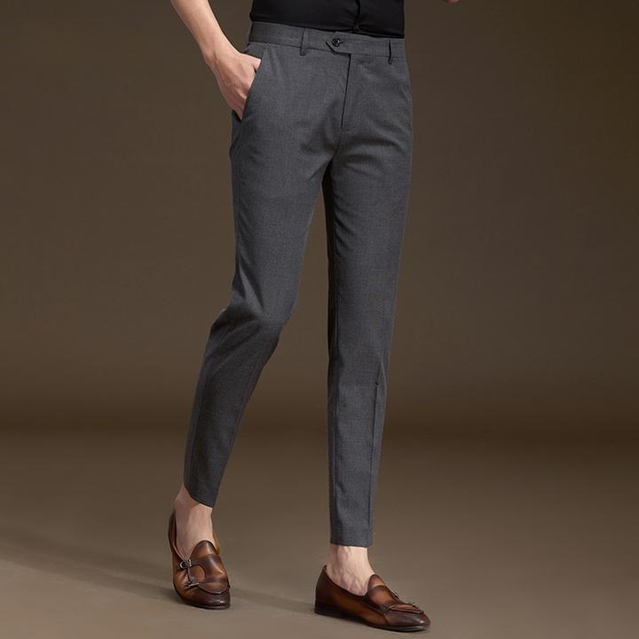 简纳曼克西裤秋冬男厚款韩版修身小脚九分商务西装休闲长裤小个子