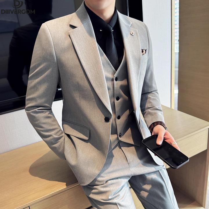 DIIIVERGOM西服套装痞帅修身西装结婚婚礼正装西服修身礼服英伦风