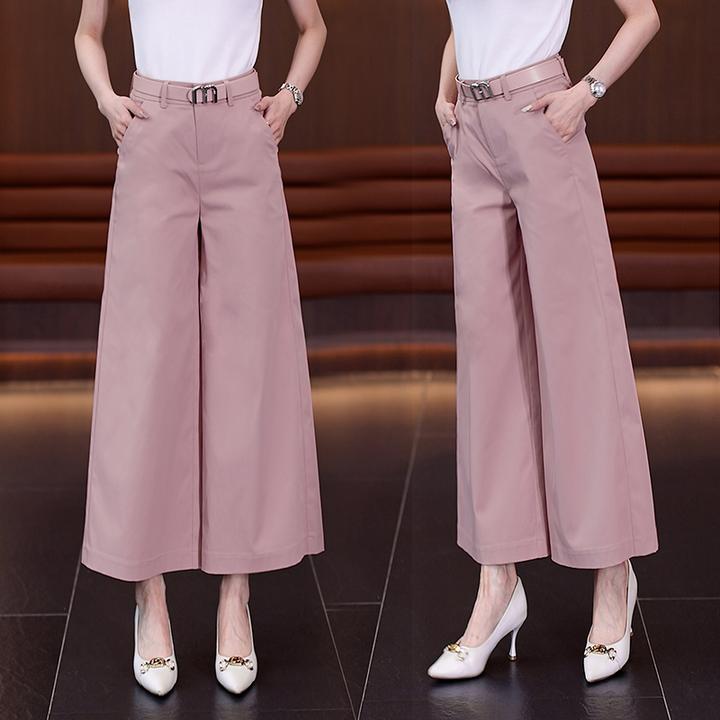 时尚九分裤女2025夏季新款高腰显瘦休闲裤直筒宽松阔腿西装中长裤