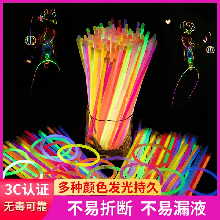 七彩粘衣服荧光棒儿童无害幼儿园元旦新年夜银莹光棒发光玩具手环