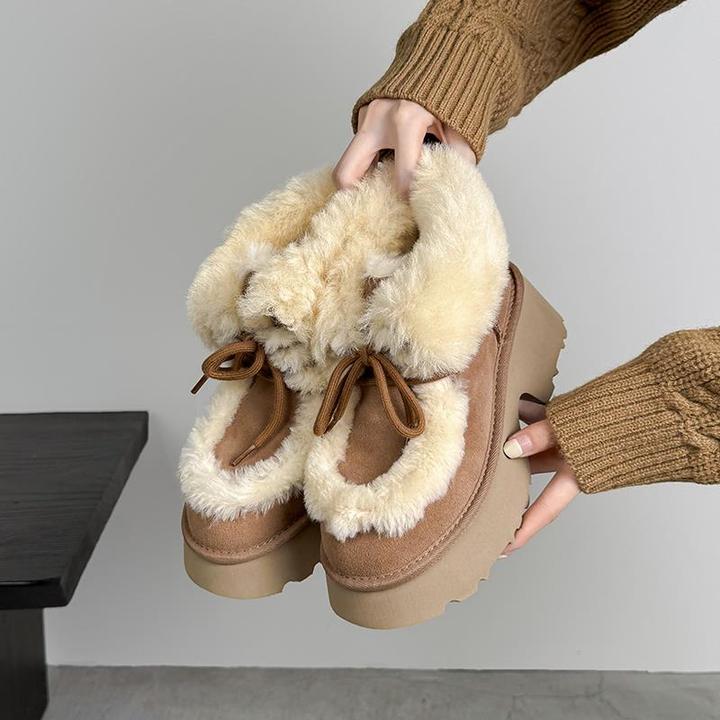 纯手工冬季款宋雨琦同款雪地靴女厚底真皮真毛加厚保暖东北大鞋