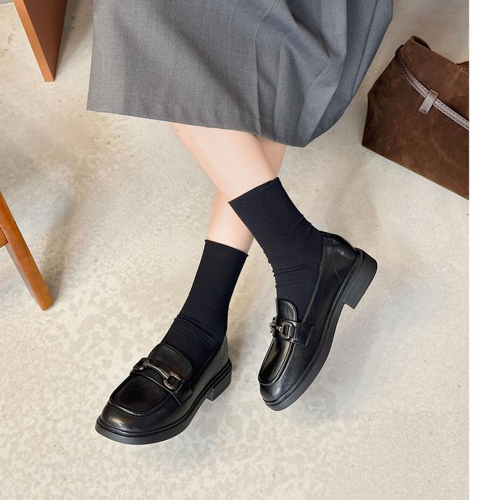 英伦风软皮乐福鞋 厚底增高一脚蹬 公牛通勤休闲百搭小皮鞋