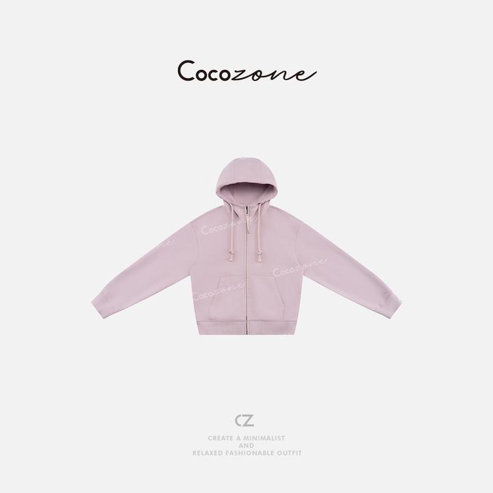 COCO ZONE 刘一一 100棉春季纯色宽松连帽拉链外套CD2A0115