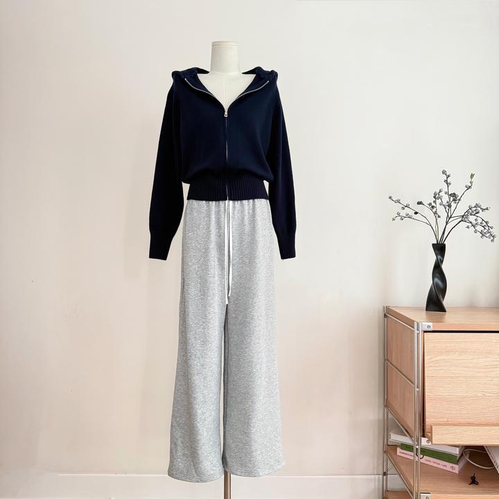 露思同款腰头拼接卫衣阔腿裤