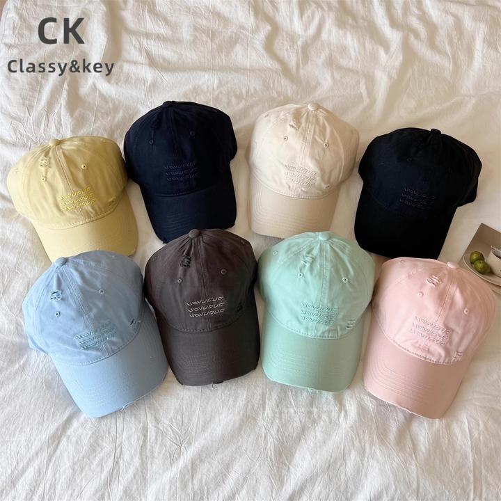 Classy key新加坡设计师联名款马卡龙色破洞春夏新款字母棒球帽女