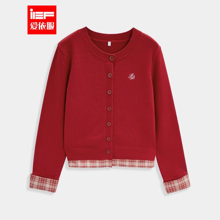 IEF/爱依服【微胖】大码女装2025秋季新款法式拼接设计感毛织外套