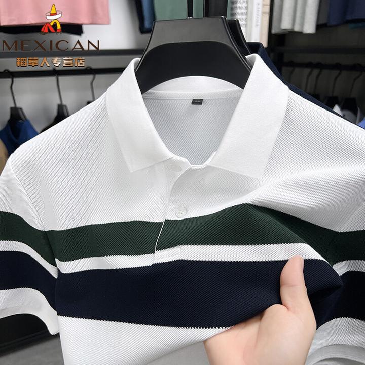 稻草人高品质透气休闲半袖打底衫男士夏季翻领polo短袖T恤2025年