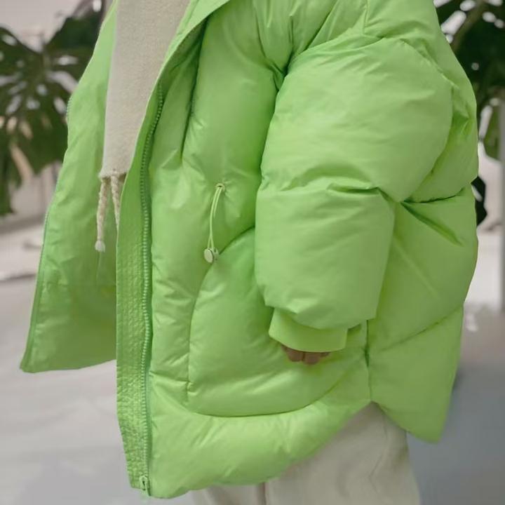 5羽绒服绿色小童女童中大童韩版加厚时尚纯色