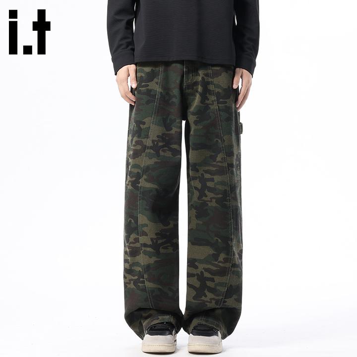 i.t:CHOCOOLATE迷彩工装裤男士2025秋冬季新款复古宽松百搭休闲裤