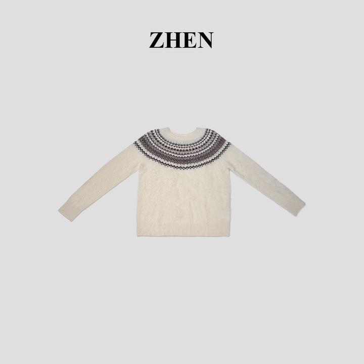 【ZHEN】25K02121 2025新款时尚气质休闲百搭长袖上衣女针织