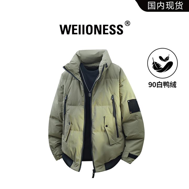 WEIIONESS美式休闲羽绒服男秋冬潮流保暖外套户外工装高级感男装