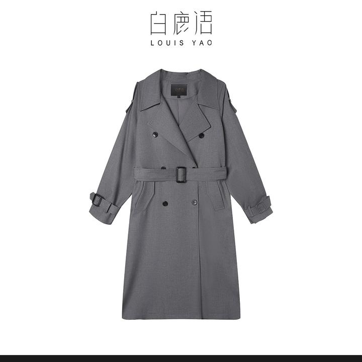 【商场同款新品】白鹿语休闲宽松落肩腰带女装风衣（播）WBL20093