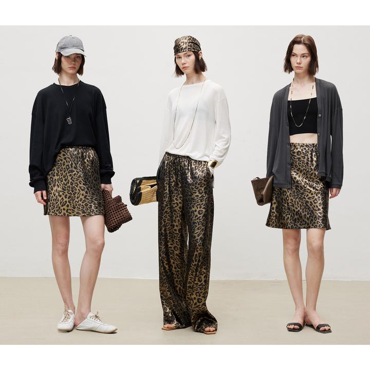 MARIUS"野兽派"豹纹印花彩膜特烫工艺微绒感简约半身裙欧若风穿搭