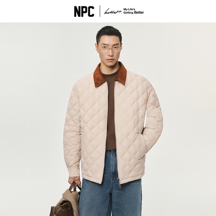 NPC撞色翻领菱格羽绒服90鸭绒夹克保暖防风外套冬季NP5ADJ01