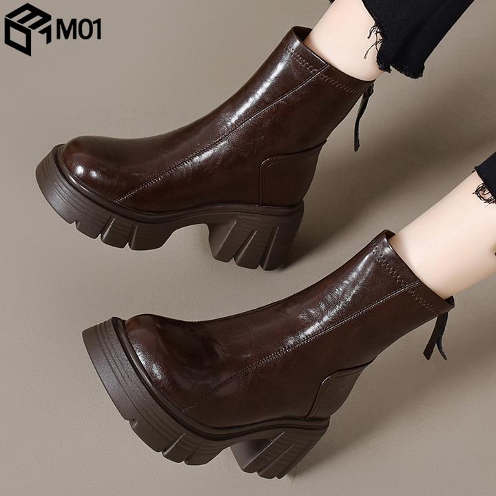 M01厚底马丁靴女2025春秋季新款英伦风松糕瘦瘦靴春秋爆款小短靴