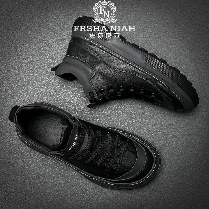 法莎尼亚男鞋新款冬季厚底户外工装鞋英伦风马丁靴男防滑高帮休闲