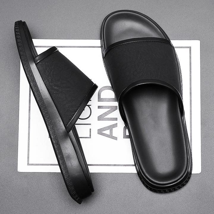 法菲欧凉鞋防滑沙滩夏季一字拖男士户外休闲皮质外穿大码凉拖鞋