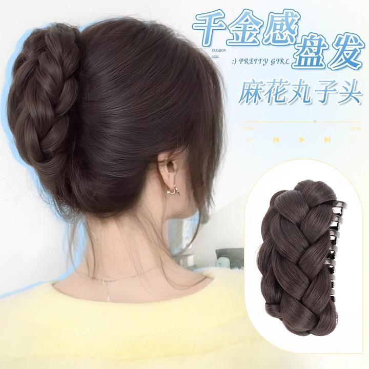 丸子头假发抓夹发圈花苞头发髻盘发神器编发蓬松发夹后脑勺假发包