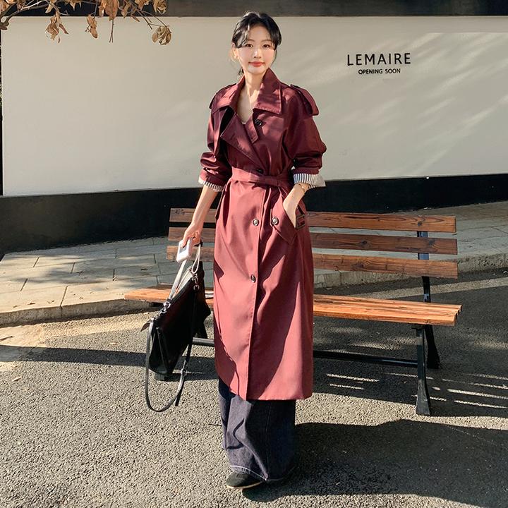 【2025春款首发现货】安哥拉红拼条纹风衣088-7701p