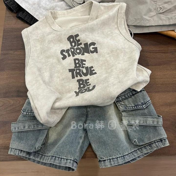 男童韩版夏装套装2025新款背心无袖牛仔儿童爆款短裤夏季两件套潮