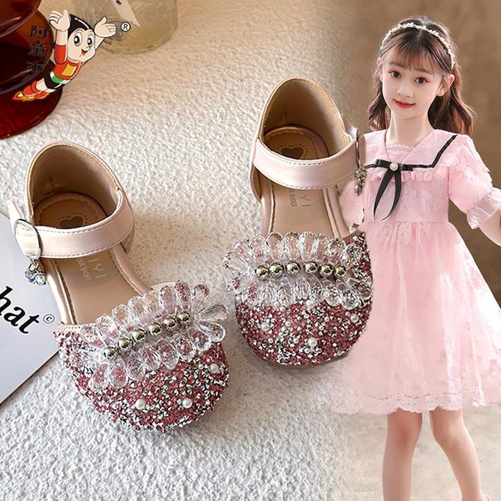 阿童木童鞋女童凉鞋夏季儿童水晶公主鞋2025新款小女孩时尚包头鞋