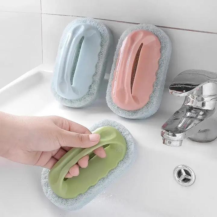 清洁刷子灶台瓷砖浴缸地板水池刷带手柄海绵擦厨房用清洁刷卫生间