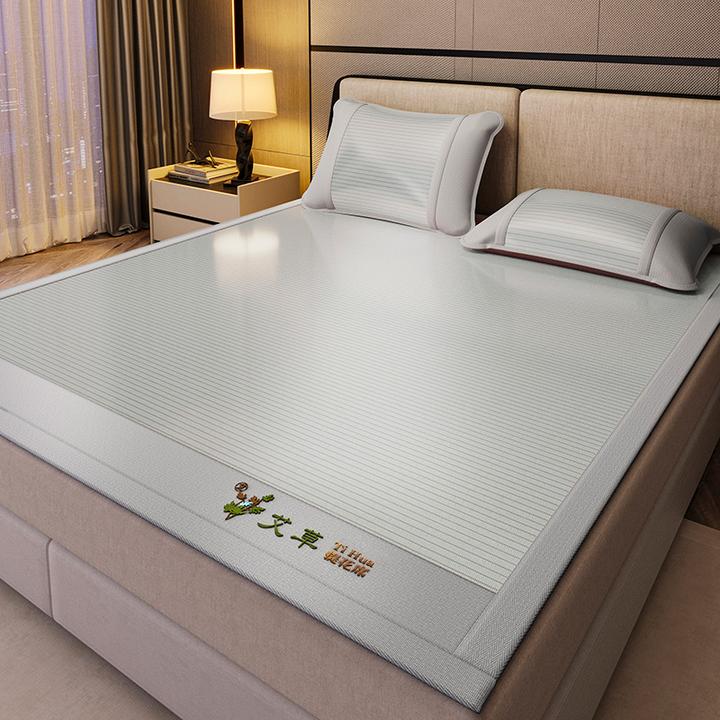 艾草冰丝凉席家用1.8双人冰丝席子床笠三件套学生宿舍0.9m单人床