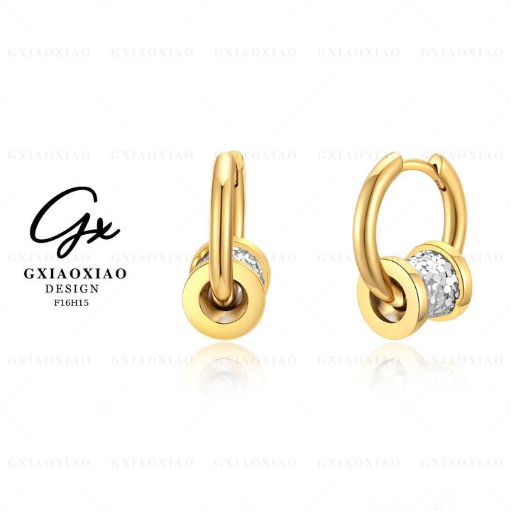 G XIAOXIAO镀K金【小蛮腰碎碎冰】时尚设计感金色耳环 F16H15