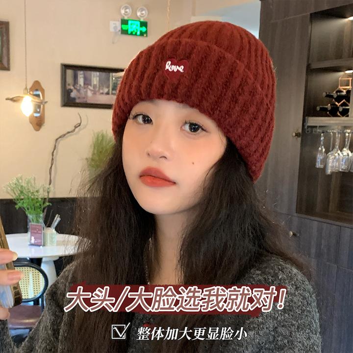 小爱心韩系氛围感帽子冬季护耳保暖针织帽
