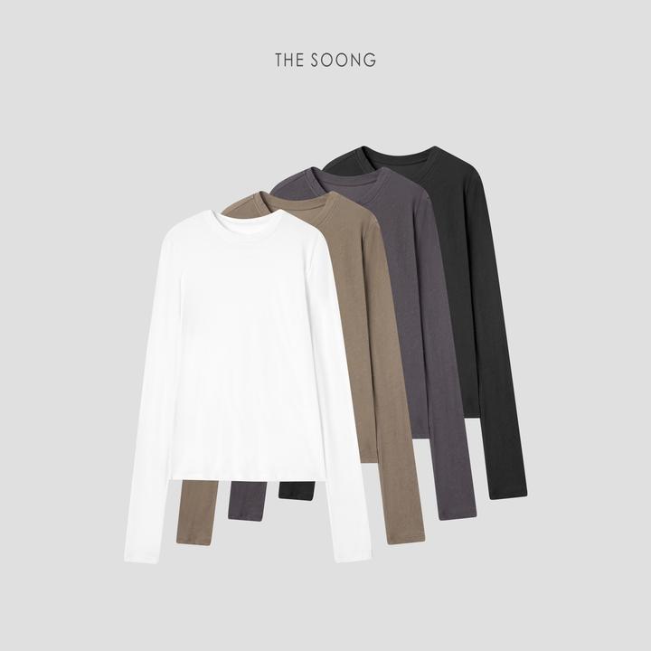 THESOONG|極致超柔纯棉直裁呼吸肌理感长袖毛衣HBTX7742