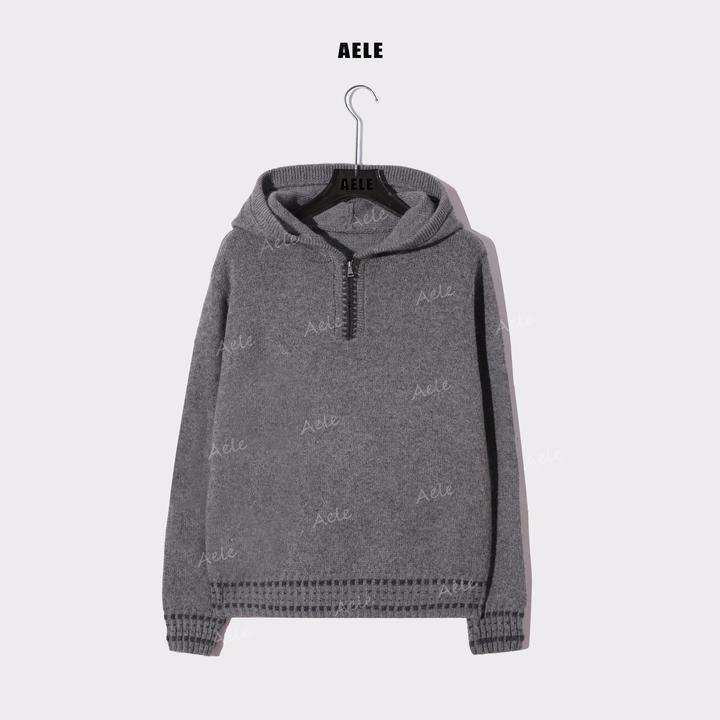 AELE宽松型时尚老钱风衫休闲百搭撞色带帽厚款毛衣  X855 5026 AD