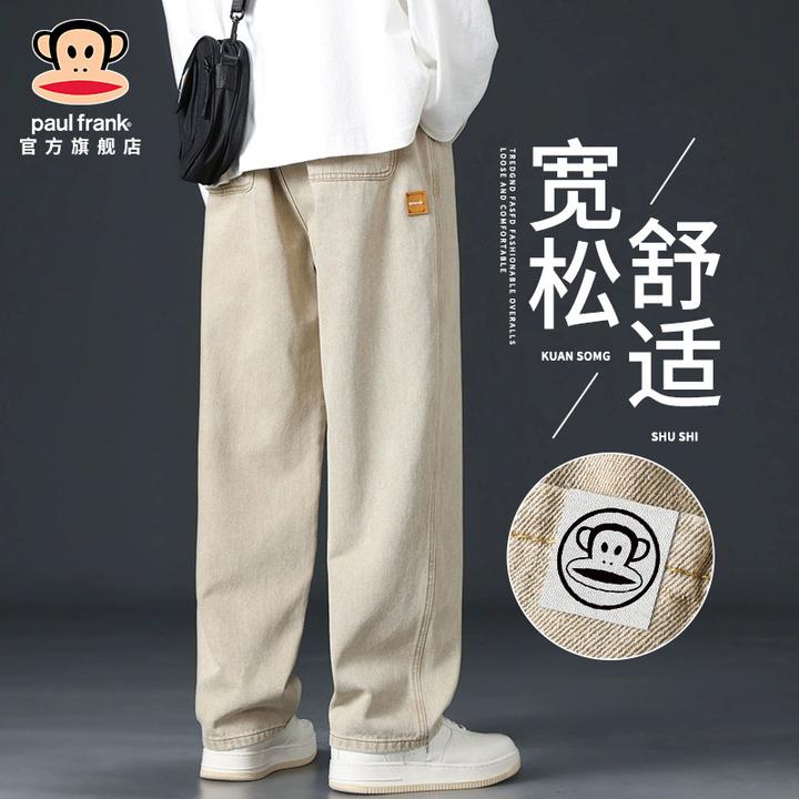 PaulFrank/大嘴猴美式潮牌牛仔裤男士秋冬新款宽松舒适加绒休闲裤