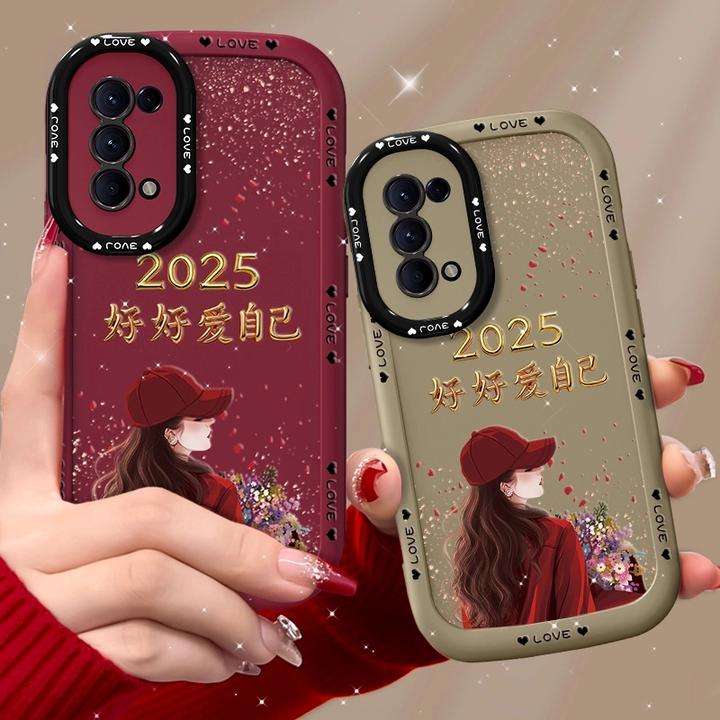 适用oppoReno5手机壳捧花爱自己泡芙壳硅胶软壳镜头全包保护套