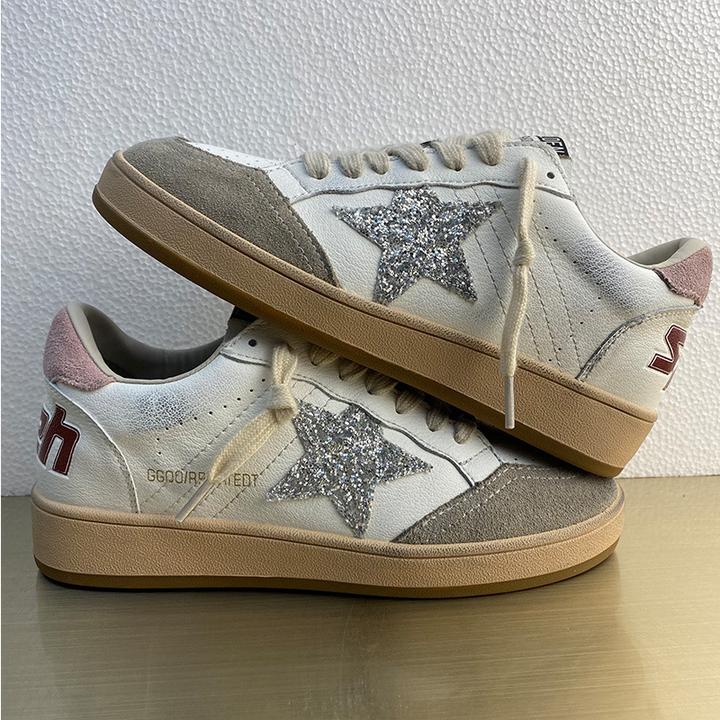 韩版真皮擦色做旧星星小白鞋女2025春季新款轻便舒适百搭休闲板鞋