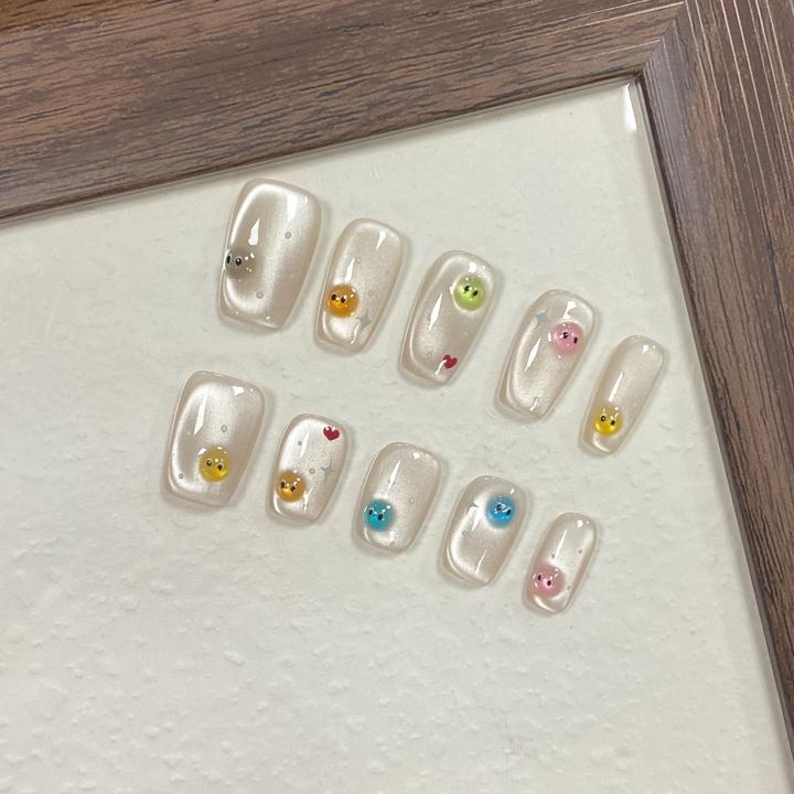 JDD【千与千寻】多巴胺童趣 手绘 显白猫眼 纯手工设计穿戴甲美甲