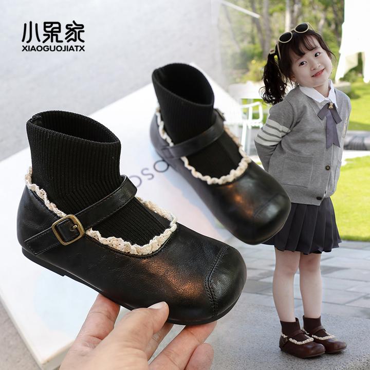 女童靴子2025新款儿童短靴宝宝袜靴连袜女童靴洋气小公主女孩秋季