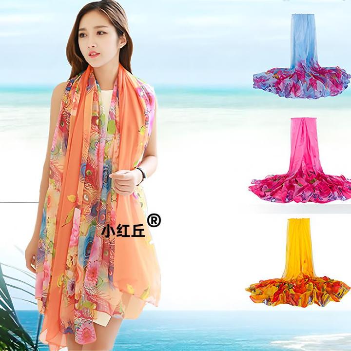 三亚沙滩裙披肩丝巾围巾新款女夏薄款纱巾长款防晒春夏超大沙滩巾