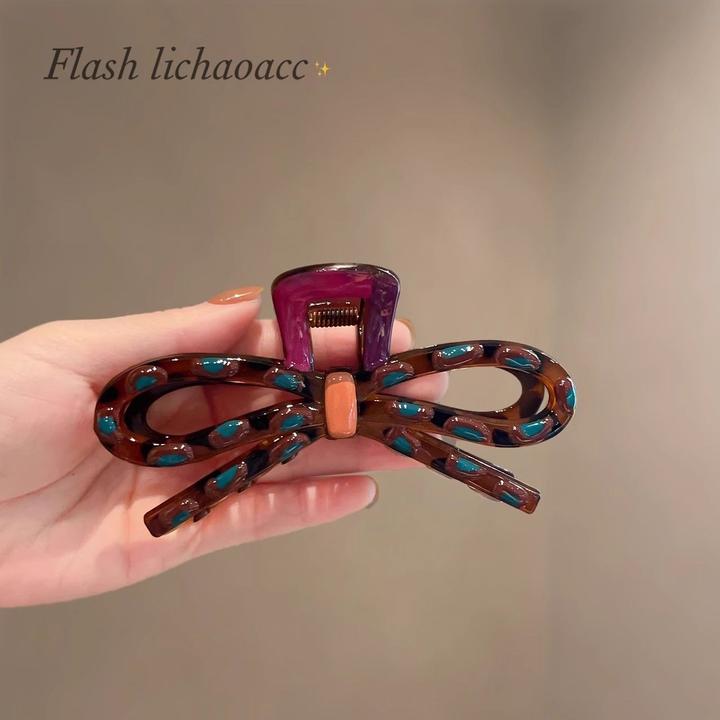 高品质抓夹咖色系滴油蝴蝶结盘发发夹女韩国气质后脑勺大号鲨鱼夹