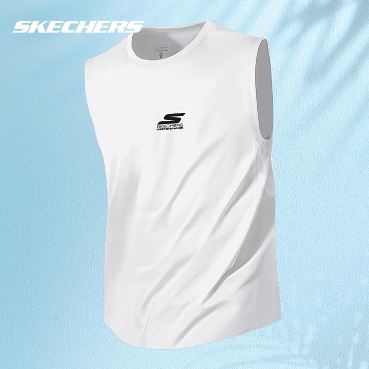 斯凯奇男士背心运动健身打底夏季无袖冰丝纯色休闲圆领大码速干T