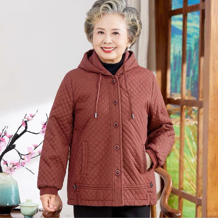 妈妈全棉秋冬连帽棉衣中老年人奶奶外套老太太全棉夹棉薄棉服风衣