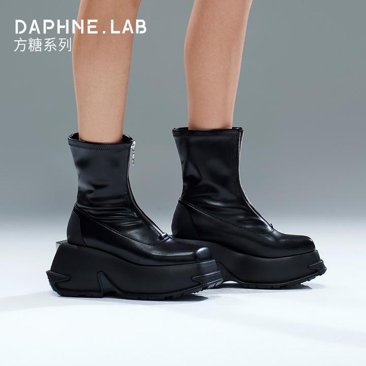 DAPHNE LAB方糖系列25秋冬厚底方糖三代弹力机能拉链短靴