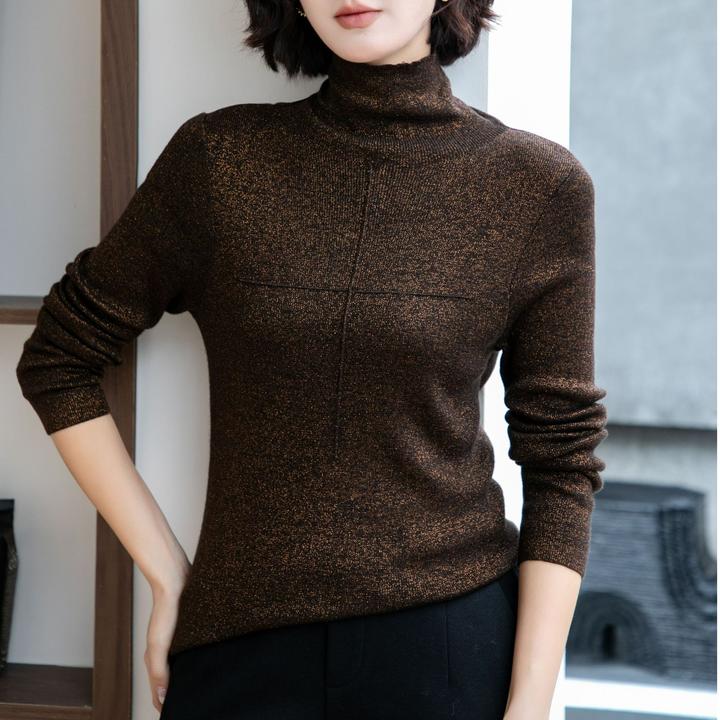 套头长袖毛针织衫薄款上衣休闲堆堆领时尚针织羊毛打底衫羊毛衫