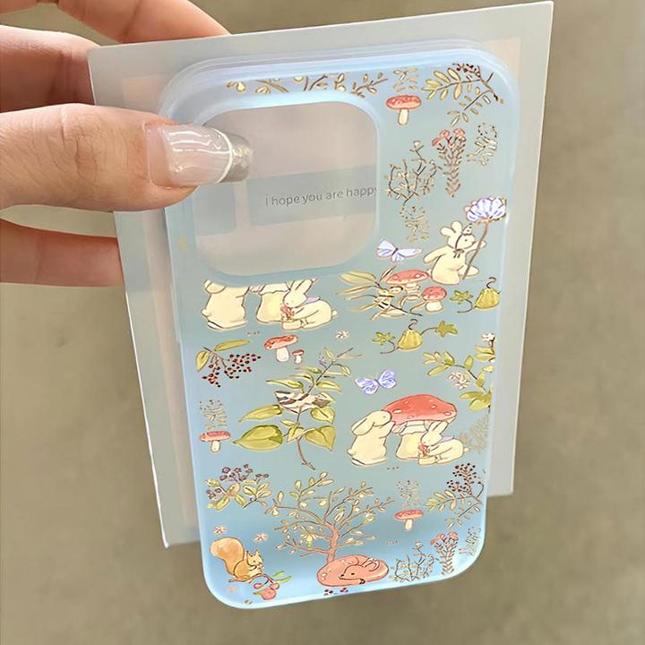采蘑菇小兔子适用iphone16promax苹果15手机壳14PLUS软13幻影1211