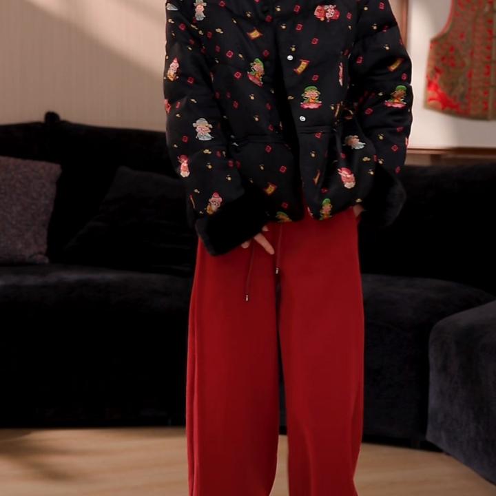 【财神到】24年冬季新款中式国风福禄寿喜财神水貂毛白鹅绒服