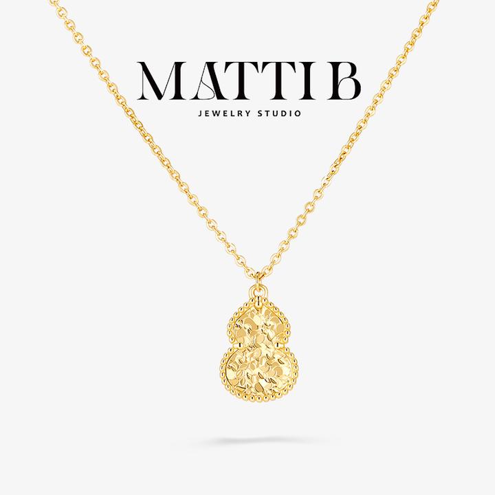 铜合金项链 中古风福禄龙鳞碎冰吊坠女高级爆款葫芦锁骨颈链2042