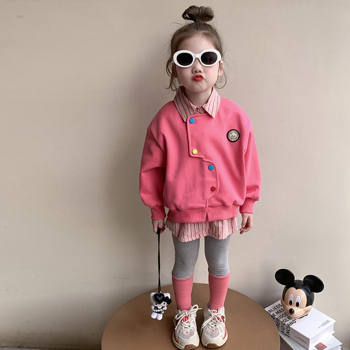 女童假两件套装2025新款儿童春秋装韩版洋气女宝宝春季时髦两件套