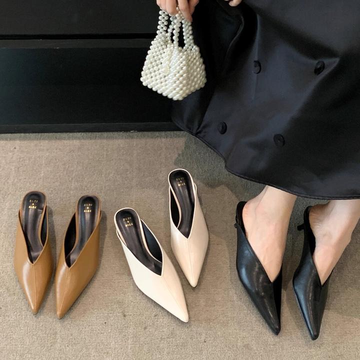 【韩国JTG&Shoes官方正品】2025新款时尚外穿细跟包头拖鞋女鞋外穿