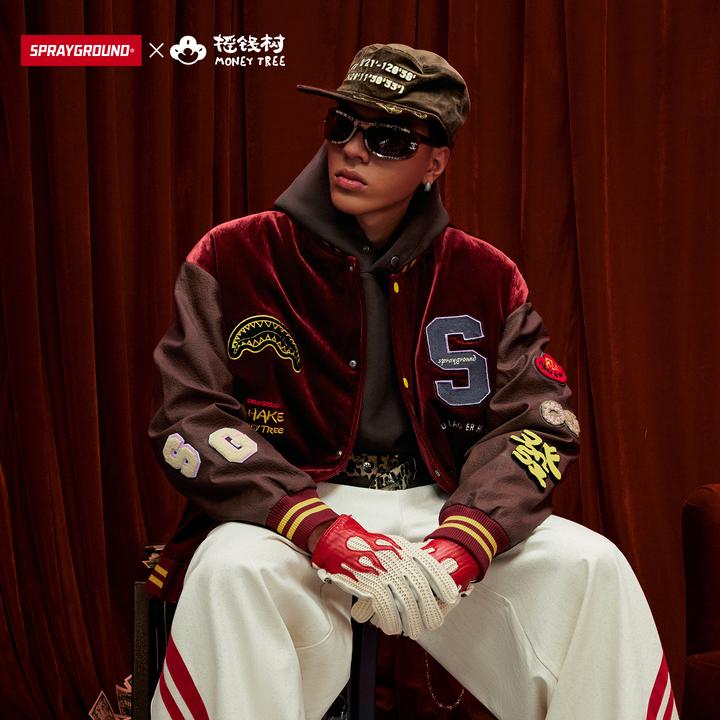 【摇钱树系列】SPRAYGROUND鲨鱼嘴棒球夹克美式宽松拼接JM WE131103